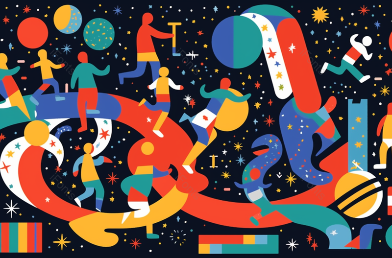 星空儿童节彩色人群狂欢升空欢乐多彩平面插画,插画/手绘图,插画/手绘图库,插画/手绘图下载,插画/手绘